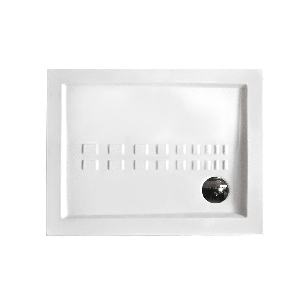 Piatto doccia rettangolare Althea Ito cm 80x100 ceramica bianca foro diametro cm 8