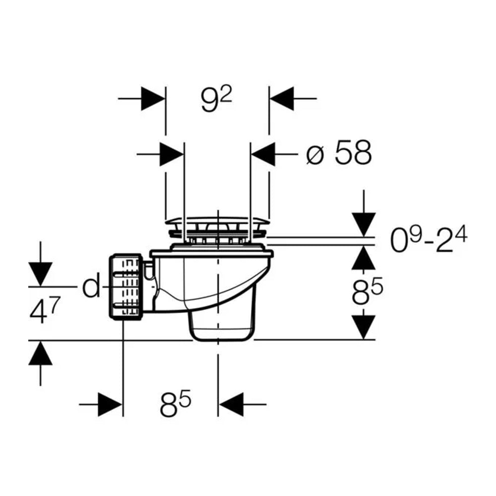 Piletta con piattello diametro cm 6 per piatto doccia Geberit