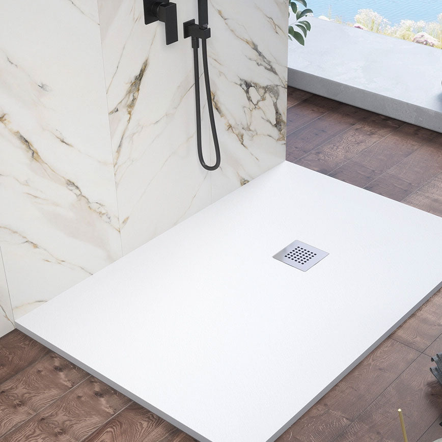 Piatto doccia rettangolare 70x100 in marmoresina bianco modello Infinity Stone H 2