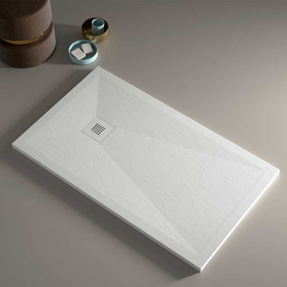 Piatto doccia rettangolare 70X90 in marmoresina bianco modello Infinity Stone H 2