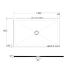 Piatto doccia rettangolare in ceramica modello SoloDue cm 130x80 nero lucido