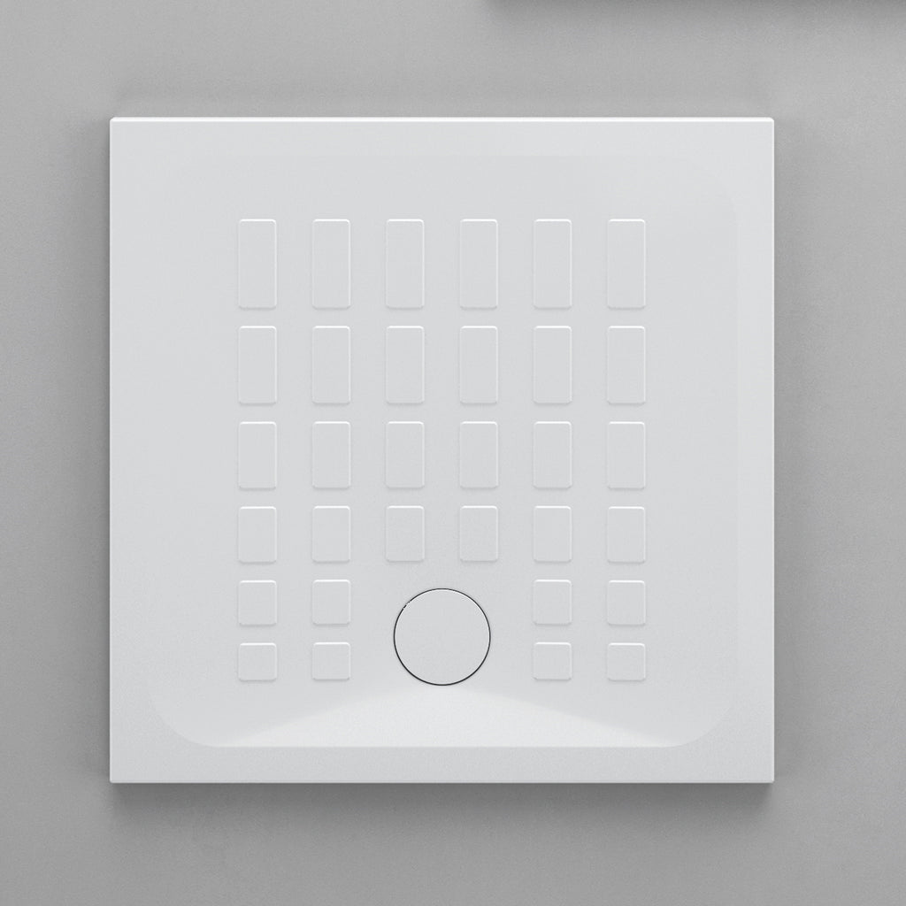 Piatto doccia antiscivolo ceramica bianca lucida Cube 80x80 altezza 4 cm