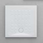 Piatto doccia antiscivolo ceramica bianca lucida Cube 80x80 altezza 4 cm