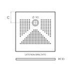 Piatto doccia quadrato cm 80x80 in ceramica bianca spessore cm 3
