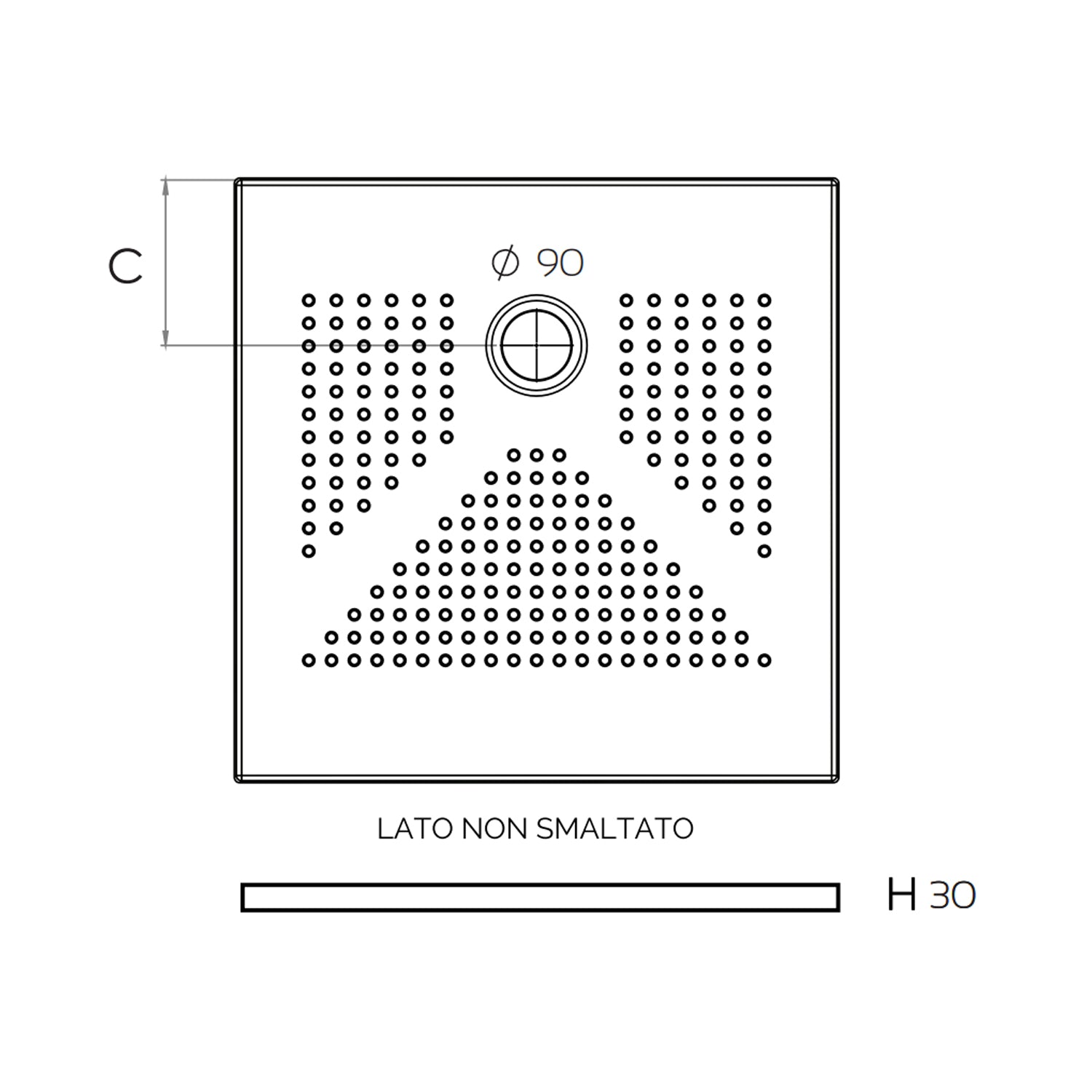 Piatto doccia quadrato cm 80x80 in ceramica bianca spessore cm 3