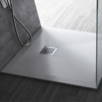 Piatto Doccia quadrato filopavimento 70x70 bianco in resina effetto pietra Emoji riducibile