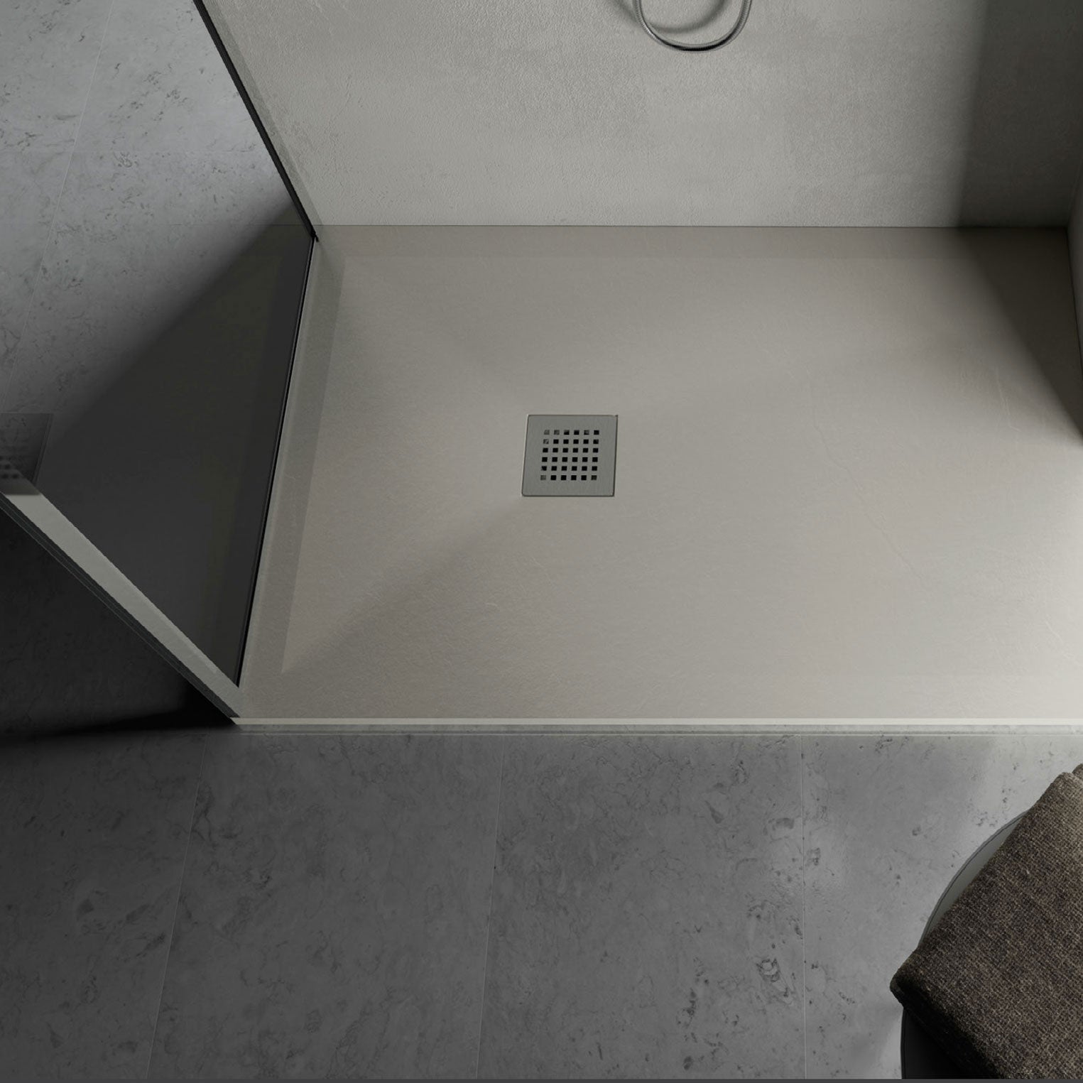 Piatto Doccia quadrato filopavimento 70x70 Beige in resina effetto pietra Emoji riducibile