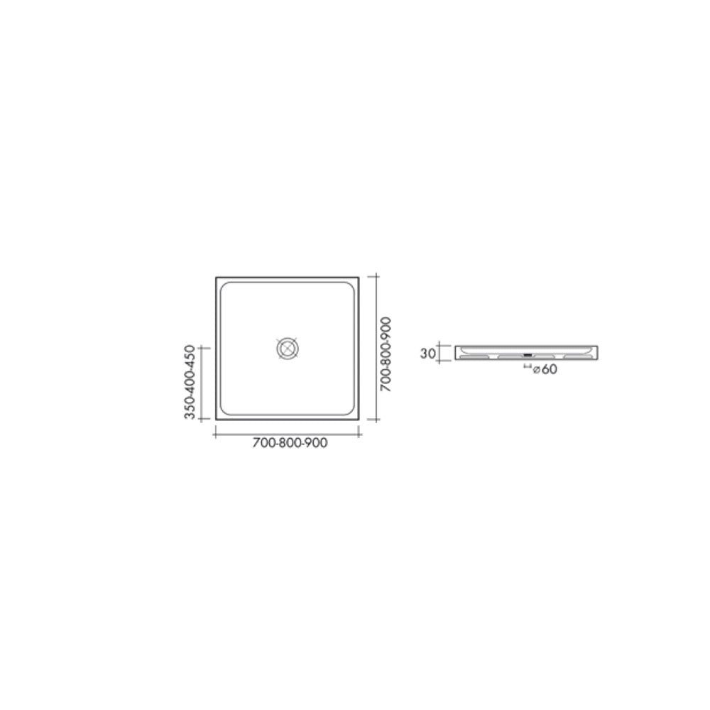 Piatto doccia filopavimento 90x90 cm in vetroresina DocciaGo - Bianco