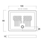 Piatto doccia rettangolare ceramica bianca 80x100 con antiscivolo integrato spessore cm 10