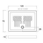 Piatto doccia rettangolare ceramica bianca cm 70x120 con antiscivolo integrato spessore cm 10