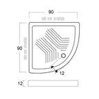 Piatto doccia angolare ceramica bianca  cm 90x90 con antiscivolo integrato spessore cm 12