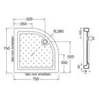Piatto doccia angolare DocciaGo 75x75 con foro piletta Ã˜ 60 - Bianco