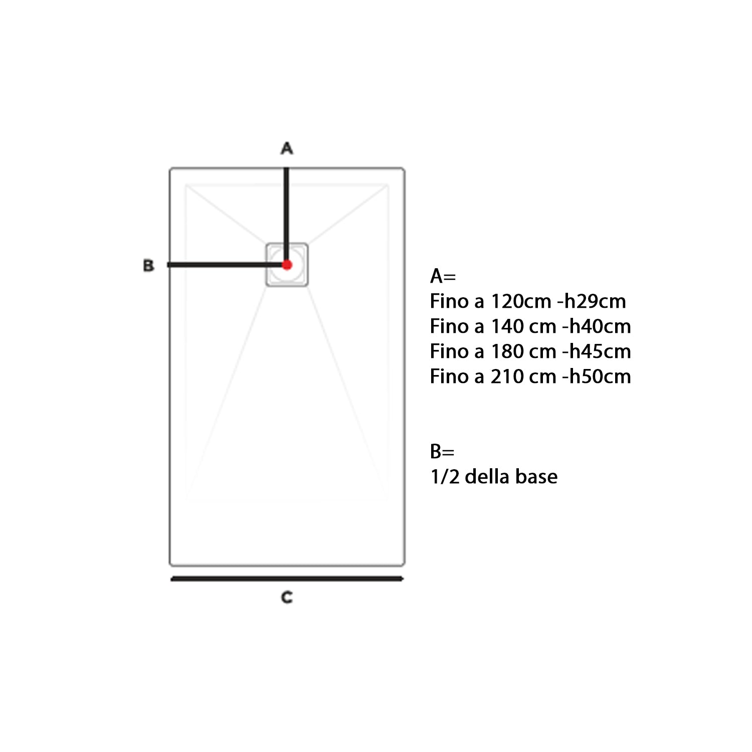 Piatto doccia in resina modello Plus 70x70cm antracite ardesia