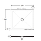 Piatto doccia rettangolare in ceramica SoloDue cm 90x80 nero lucido