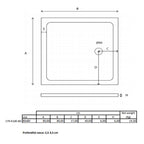 Piatto doccia quadrato Kepler 80x80 h.6 cm in acrilico rinforzato senza piletta