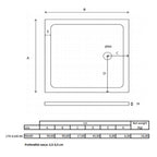 Piatto doccia quadrato Kepler 90x90 h.6 cm in acrilico rinforzato senza piletta