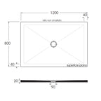 Piatto doccia rettangolare in ceramica modello SoloDue cm 120x80 nero lucido