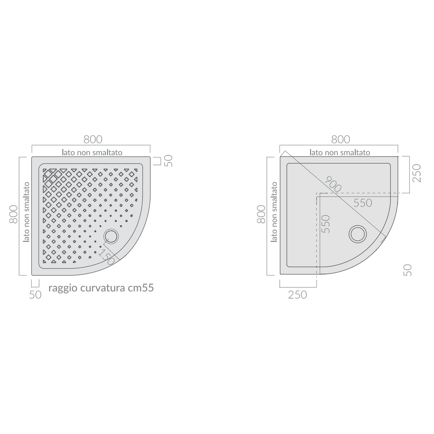 Piatto doccia angolare Galassia in ceramica 80x80 cm - Bianco