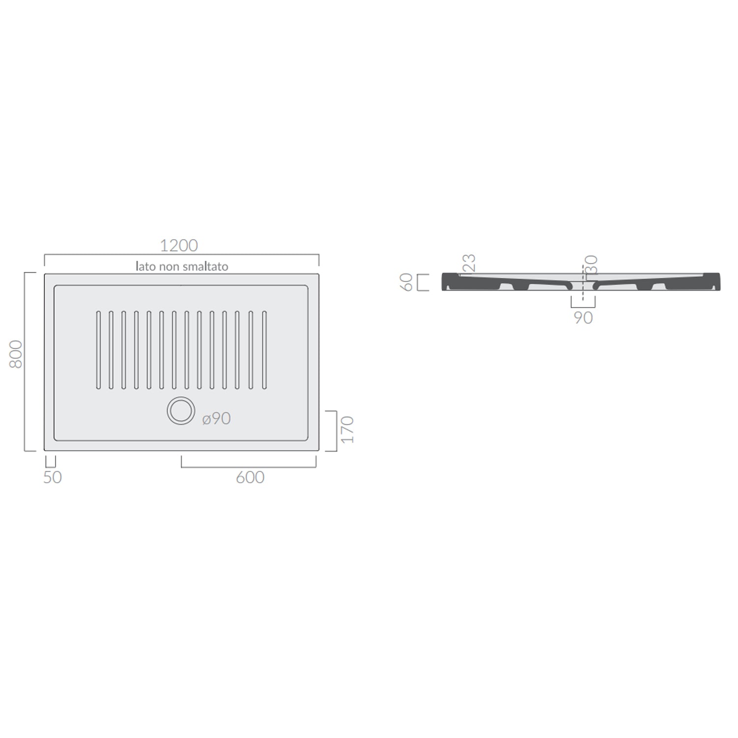Piatto doccia rettangolare Galassia in ceramica 80x120 cm - Bianco
