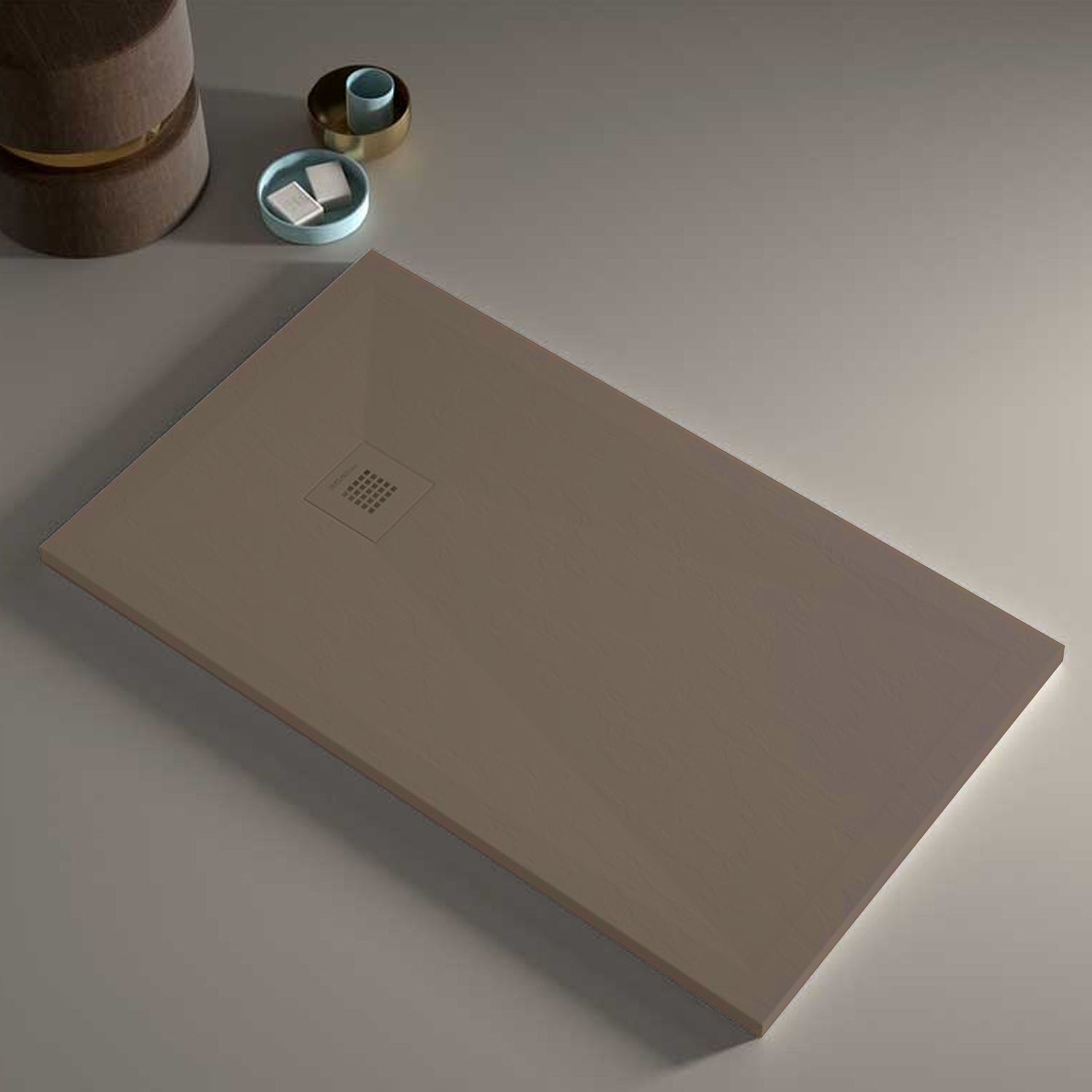 Piatto doccia in resina modello Plus 100x100cm taupe ardesia