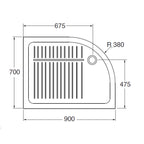 Piatto doccia semicircolare angolo destro 70x90cm h6