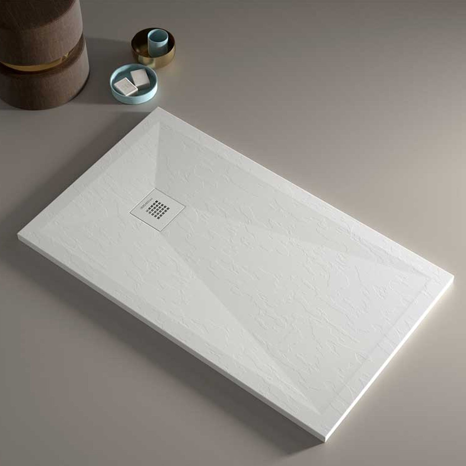 Piatto doccia in marmoresina Plus 70x70cm bianco granito