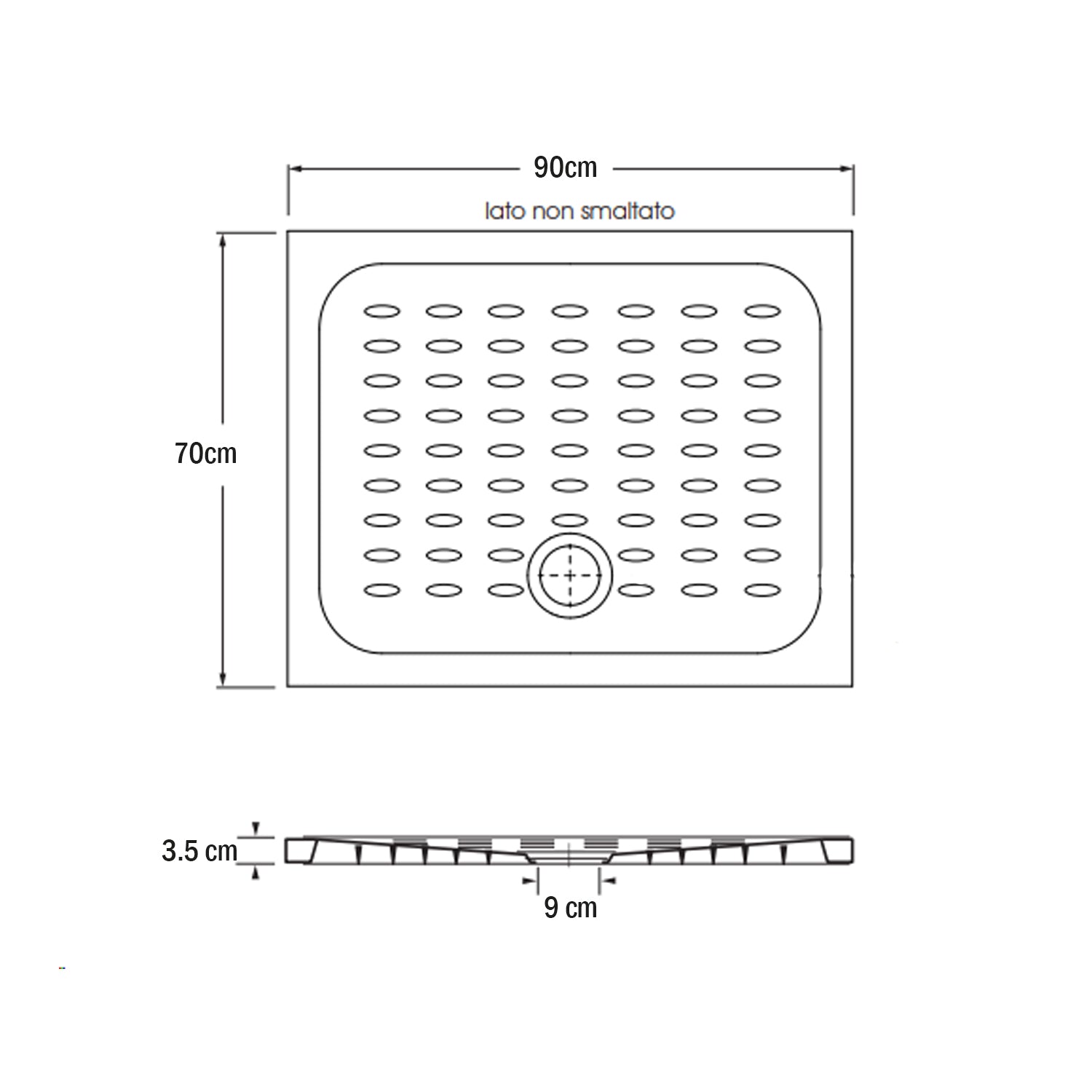 Piatto doccia in ceramica Ellisse 70x90cm Made in Italy