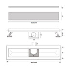 Canalina doccia in acciaio inox con griglia inox lucida da 600 mm