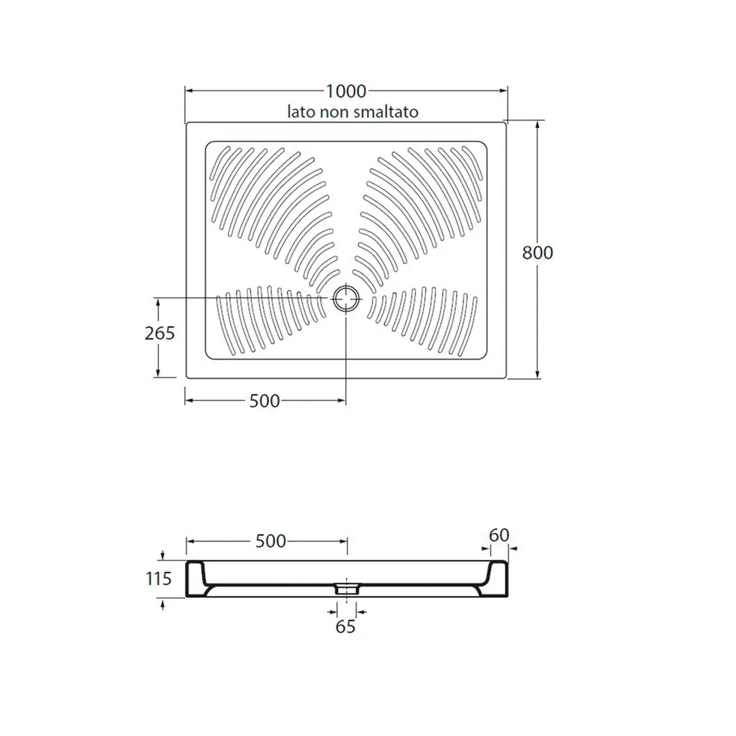 Piatto doccia in ceramica Stella 80x100cm Made in Italy