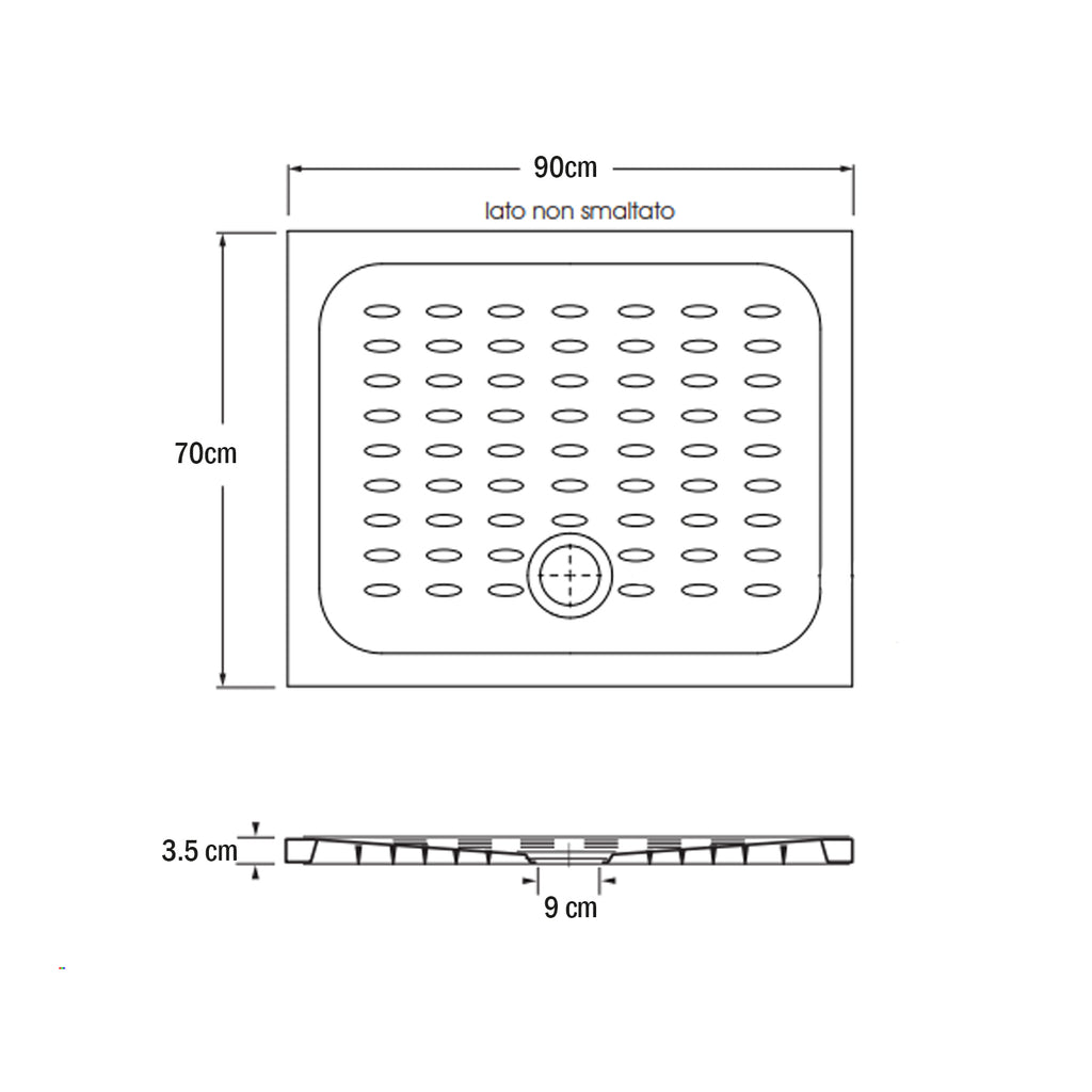 Piatto doccia in ceramica Ellisse 70x90cm Made in Italy