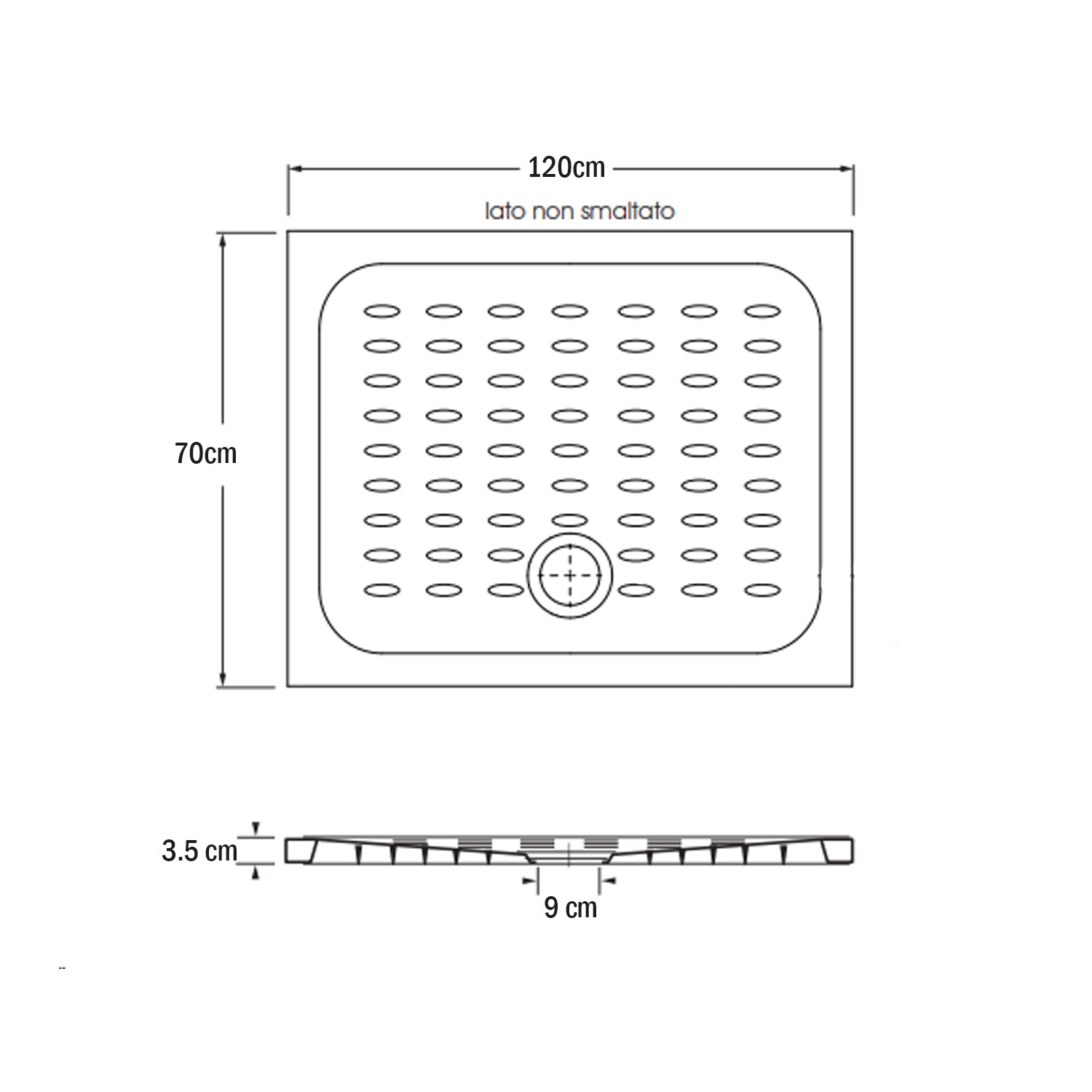 Piatto doccia in ceramica Ellisse 70x120cm Made in Italy