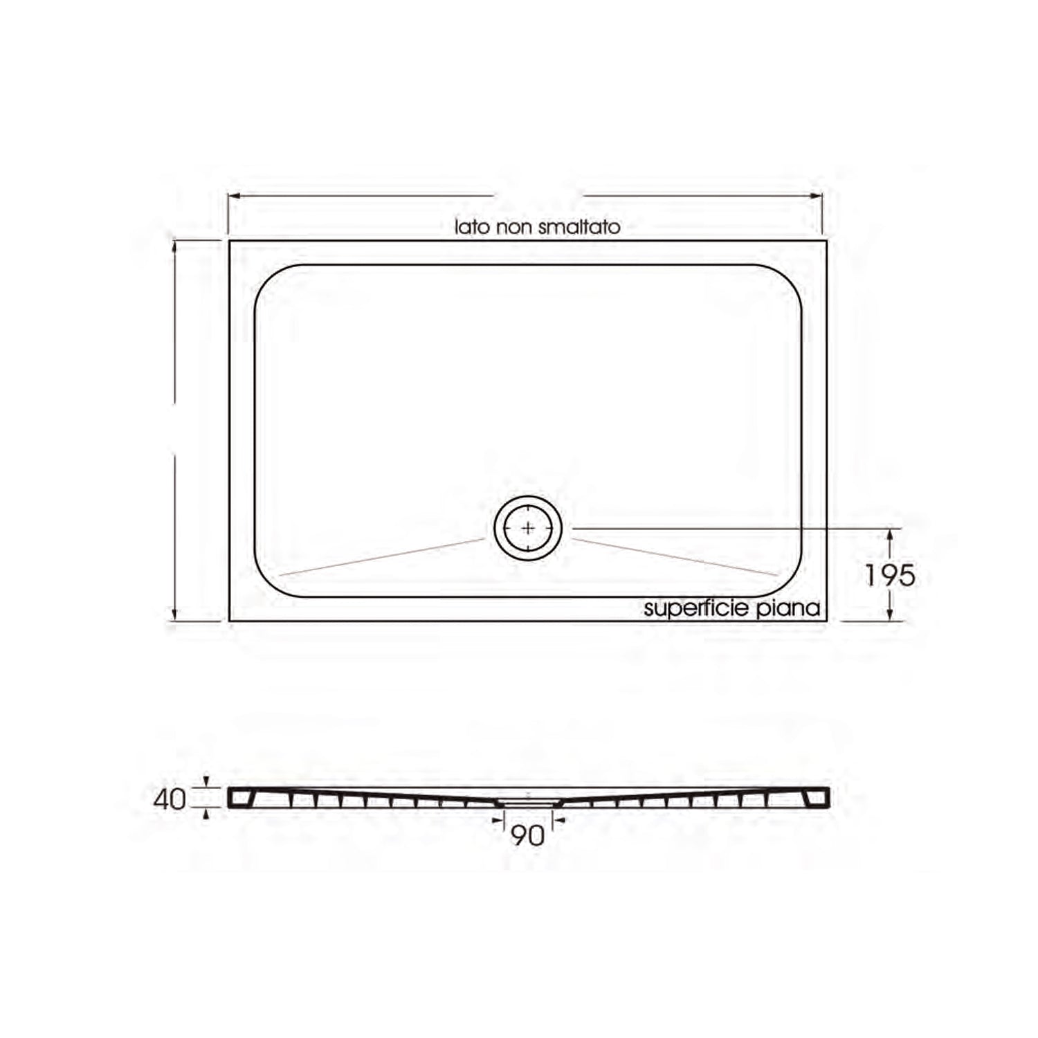 Piatto doccia cotone in ceramica 90X90cm linea Rapid