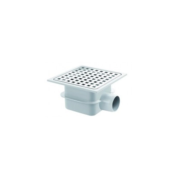 Piletta in abs con griglia in acciaio inox 15x15 con scarico orizzontale