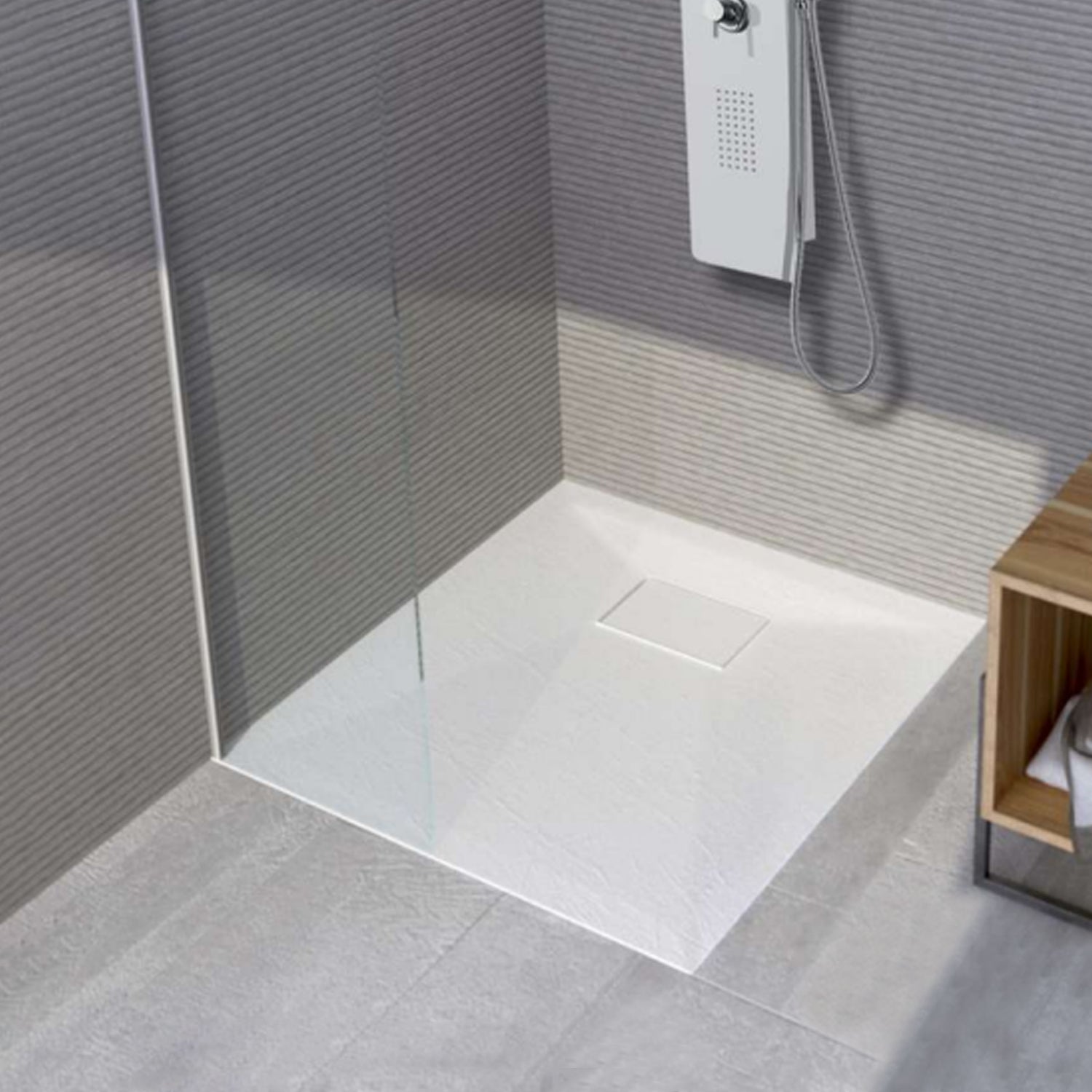 Piatto doccia Stone Essence Slim quadrato 80x80 cm â€“ Bianco