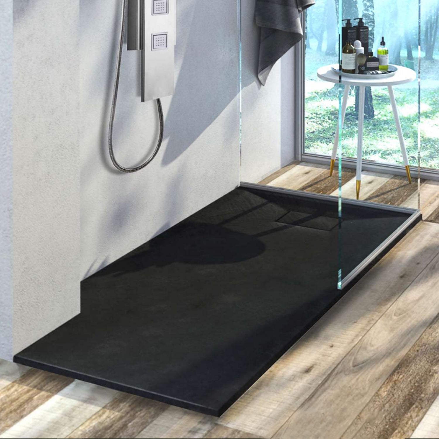 Piatto doccia Stone Essence Slim quadrato 80x80 cm â€“ Nero