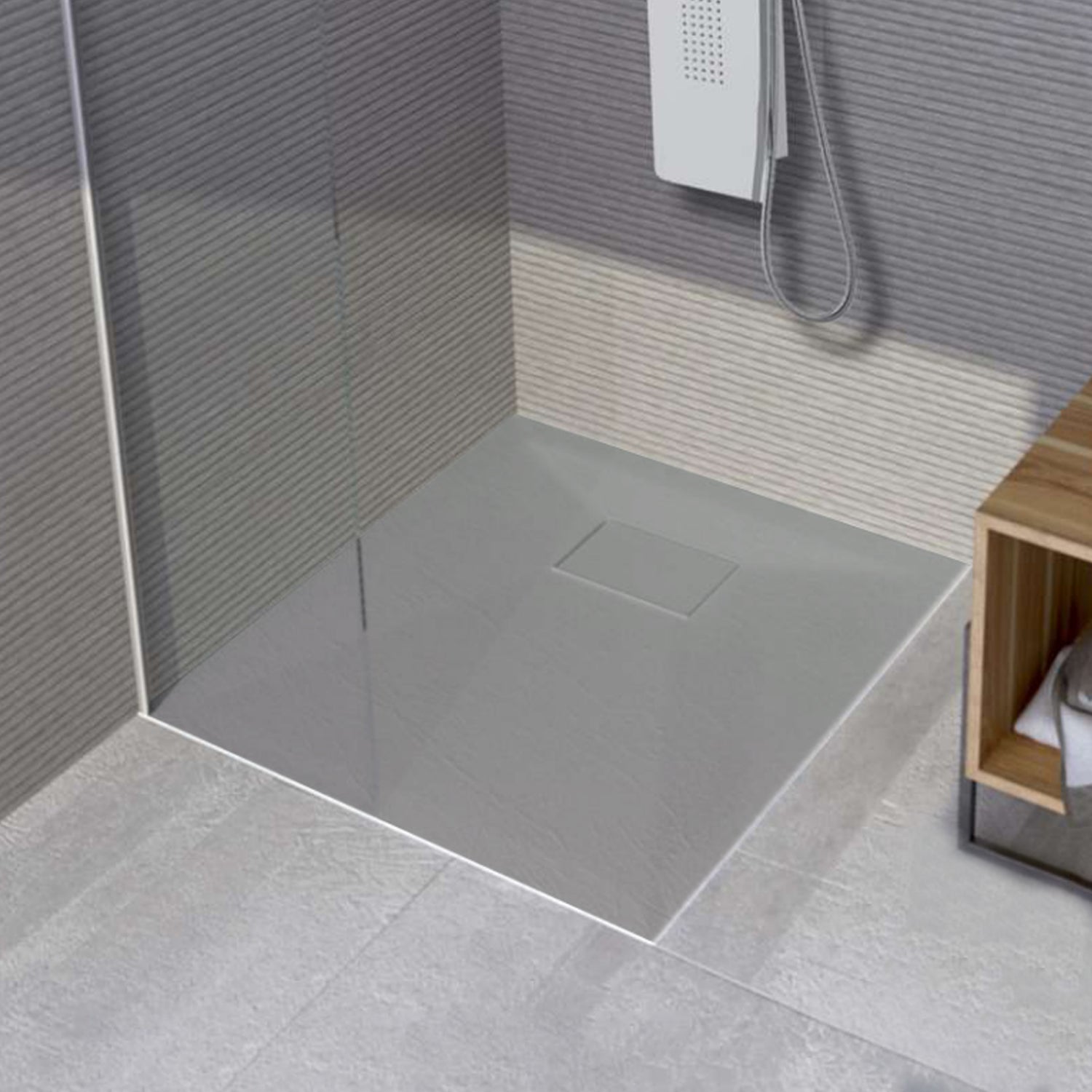 Piatto doccia Stone Essence Slim quadrato 80x80 cm â€“ Grigio