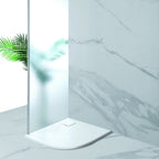 890015 - Piatto doccia semicircolare cm 80x80 in resina effetto pietra â€“ Finitura bianca