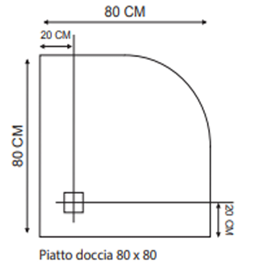 890015 - Piatto doccia semicircolare cm 80x80 in resina effetto pietra â€“ Finitura bianca
