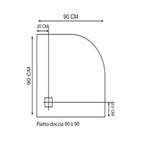 890016 - Piatto doccia semicircolare cm 90x90 in resina effetto pietra â€“ Finitura bianca