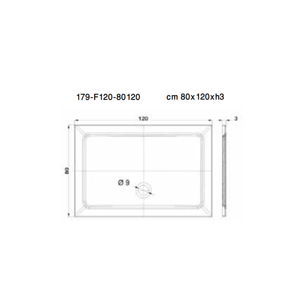 Piatto doccia rettangolare cm 90x120 in tecnopolimero strutturale Mr Plate