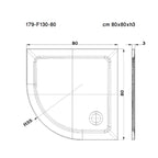 Piatto doccia angolare cm 80x80 in tecnopolimero strutturale Mr Plate