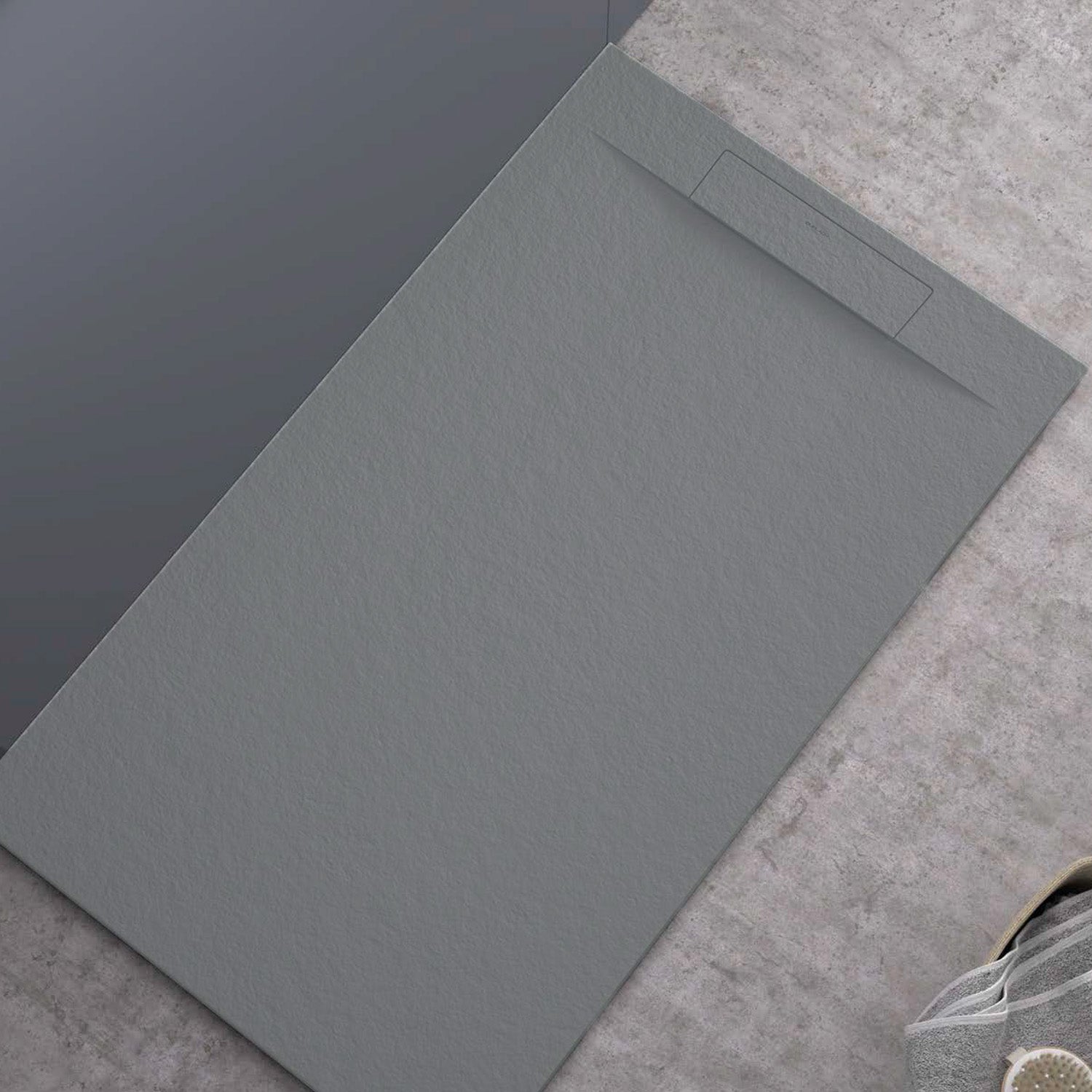 Piatto doccia in resina modello Titano 70x120 cm grigio scuro effetto pietra