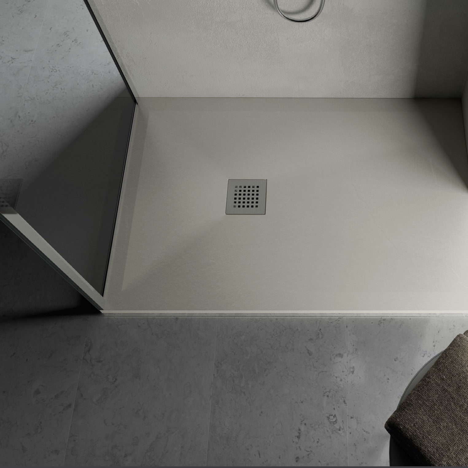 Piatto Doccia filopavimento 70x90 Crema in resina effetto pietra Emoji riducibile