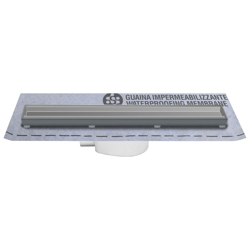 Canaletta per doccia in Acciaio INOX Stamplast con porta piastrella e guaina protettiva lunghezza 65 cm