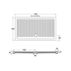 Piatto Doccia in ceramica rettangolare 80X140 Francy alto 6